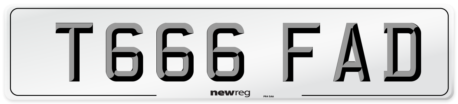 T666 FAD Number Plate from New Reg